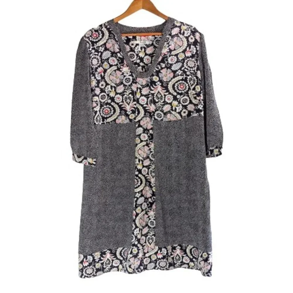 Boden Mollie Floral Patchwork Polka Dot Dress 14L